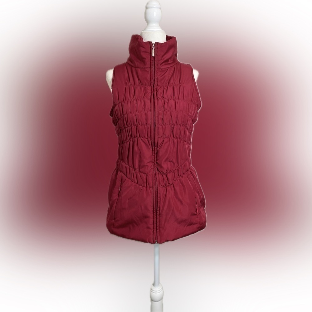 Small New Directions ND Red Scrunch Lightweight Vest w/ Pockets